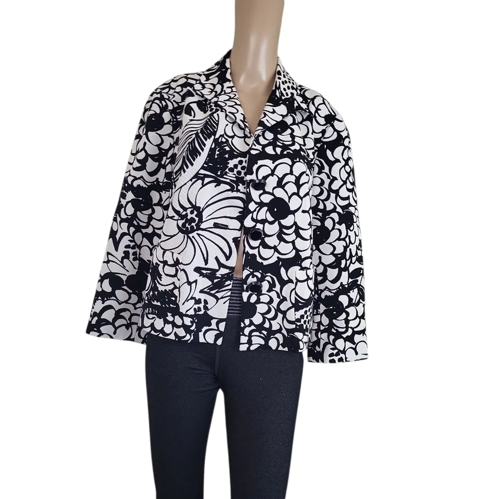 Lafayette 148 Black White Floral Blazer - Picture 3 of 4
